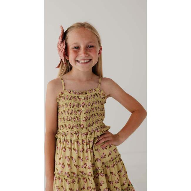 Smock Button Front Tiered Dress Rose Border - Dresses - 6