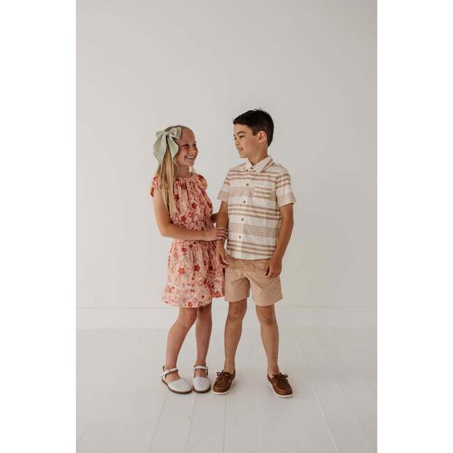 Boy's Collar Button Shirt Vintage Rainbow Stripe - Button Downs - 7