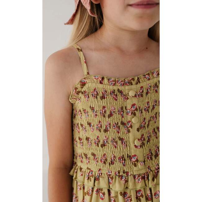 Smock Button Front Tiered Dress Rose Border - Dresses - 7