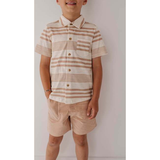 Boy's Collar Button Shirt Vintage Rainbow Stripe - Button Downs - 8