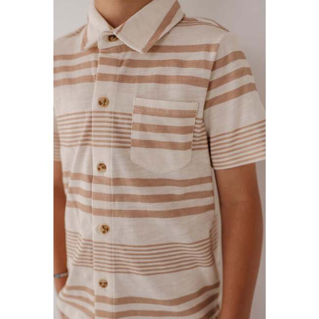 Boy's Collar Button Shirt Vintage Rainbow Stripe - Button Downs - 9