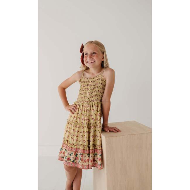 Smock Button Front Tiered Dress Rose Border - Dresses - 9