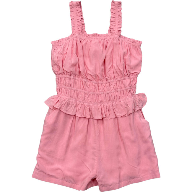 Ruffle Strap Shorts Romper Carnation Pink