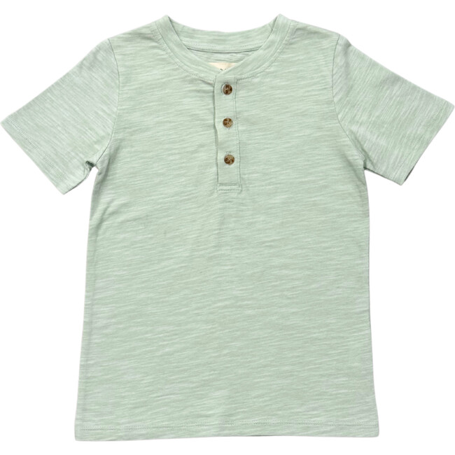 Short Sleeve Henley Shirt Aqua Island