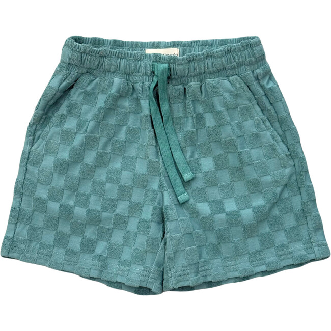 Boy's Terry Shorts Oil Blue Checkered