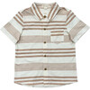 Boy's Collar Button Shirt Vintage Latte Stripe - Button Downs - 1 - thumbnail