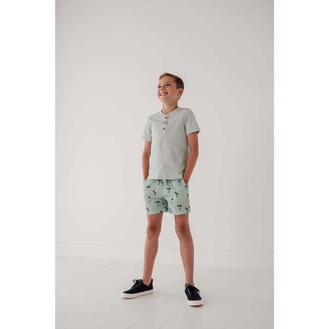 Short Sleeve Henley Shirt Aqua Island