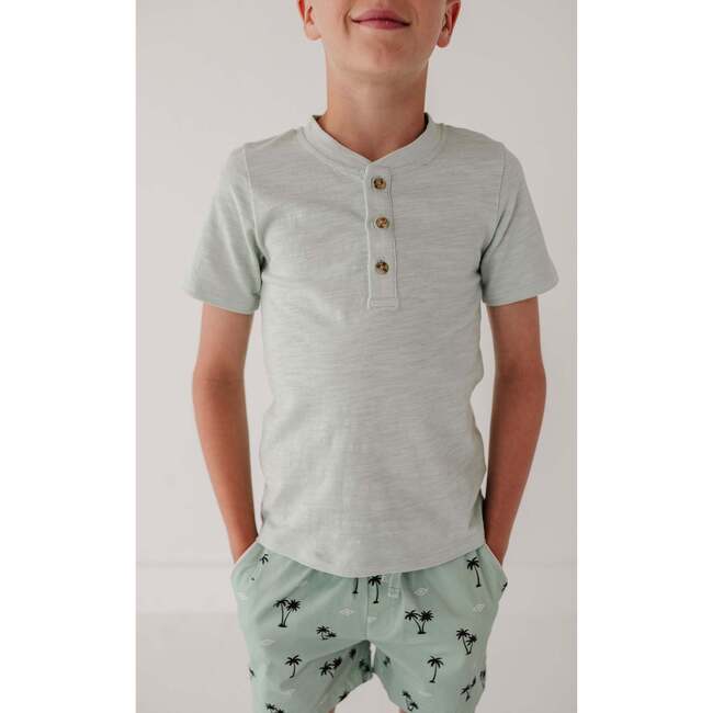 Short Sleeve Henley Shirt Aqua Island - T-Shirts - 3