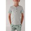 Short Sleeve Henley Shirt Aqua Island - T-Shirts - 3