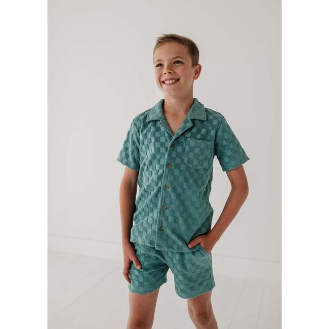 Boy's Terry Button Top Oil Blue Checkered - Button Downs - 6