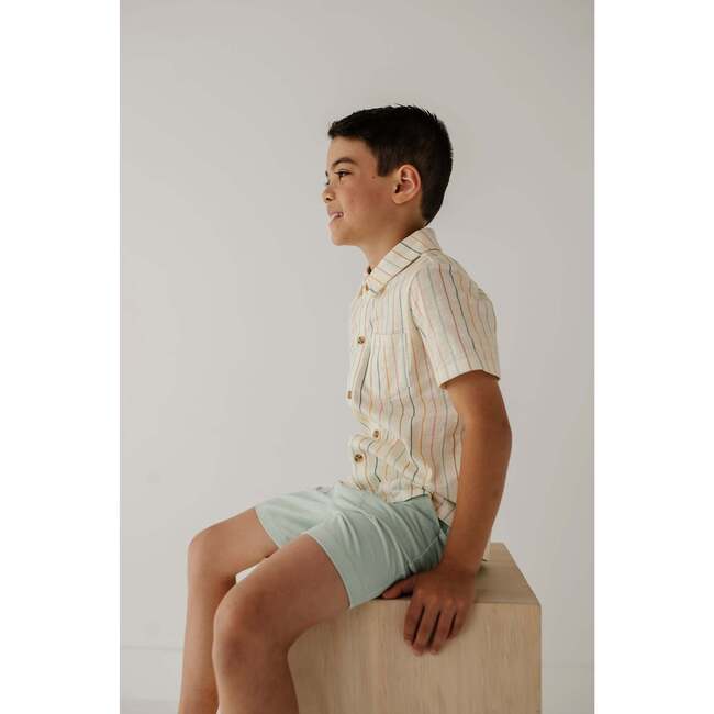 Boy's Collar Button Shirt Vintage Latte Stripe - Button Downs - 3