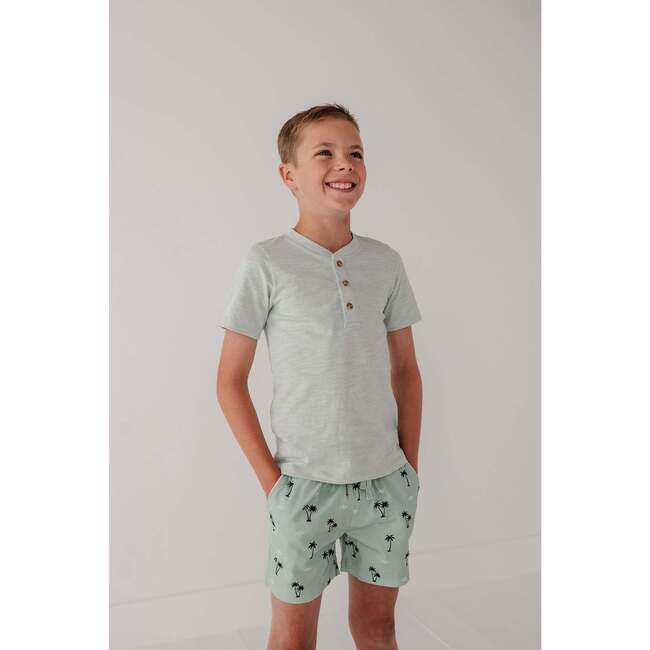 Short Sleeve Henley Shirt Aqua Island - T-Shirts - 4