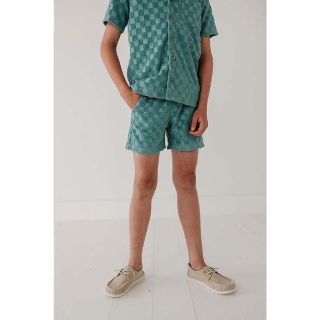 Boy's Terry Shorts Oil Blue Checkered - Shorts - 5