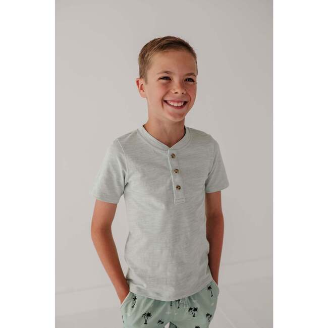 Short Sleeve Henley Shirt Aqua Island - T-Shirts - 5