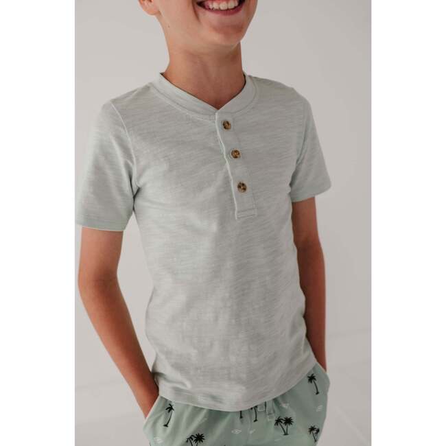 Short Sleeve Henley Shirt Aqua Island - T-Shirts - 6