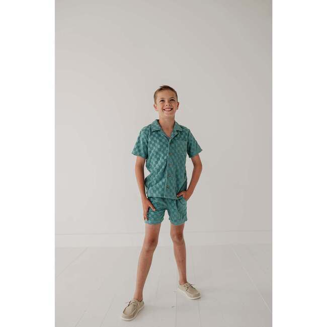 Boy's Terry Shorts Oil Blue Checkered - Shorts - 7