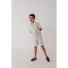 Boy's Drawstring Linen Shorts Aqua Island Mini Stripe - Shorts - 10