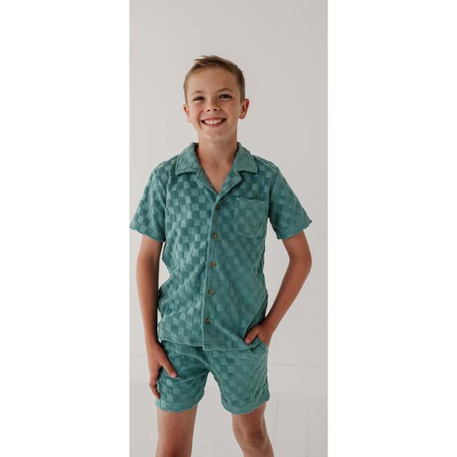 Boy's Terry Shorts Oil Blue Checkered - Shorts - 8