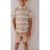 Boy's Collar Button Shirt Vintage Latte Stripe - Button Downs - 8