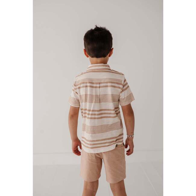 Boy's Collar Button Shirt Vintage Latte Stripe - Button Downs - 10