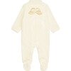 Angel Wing Gold Velour Sleepsuit, Cream - Onesies - 1 - thumbnail