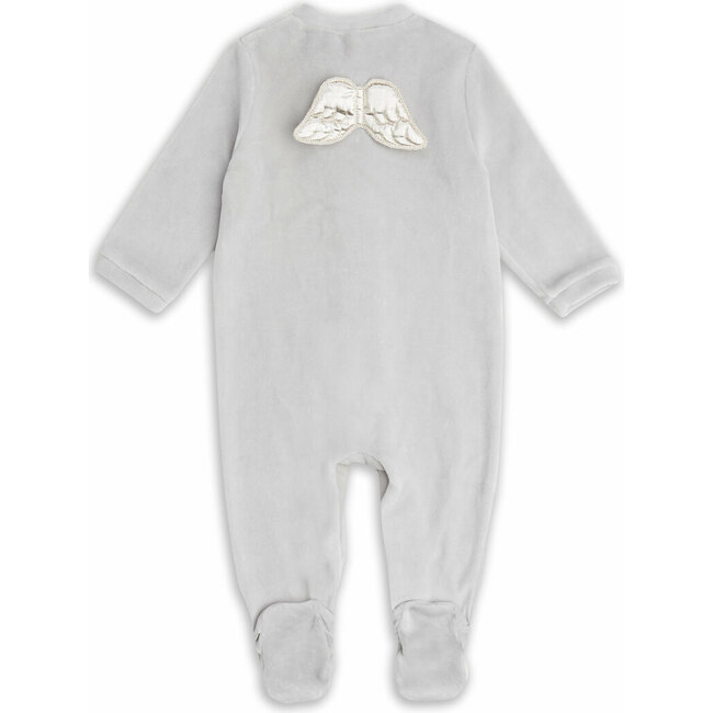 Angel Wing Velour Sleepsuit in Grey