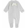 Angel Wing Velour Sleepsuit in Grey - Onesies - 1 - thumbnail