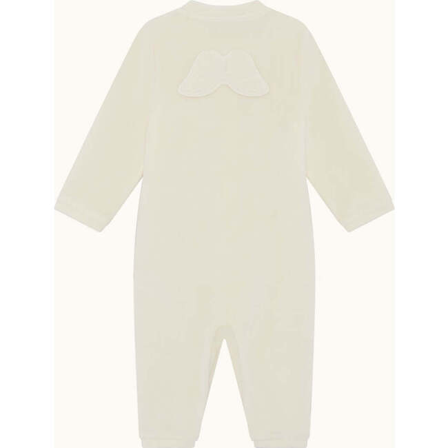 Velour Angel Wing Footless Sleepsuit, Cream