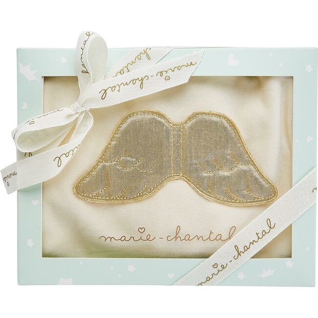 Angel Wing Gold Velour Sleepsuit, Cream - Onesies - 4