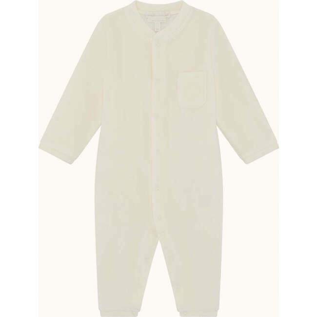 Velour Angel Wing Footless Sleepsuit, Cream