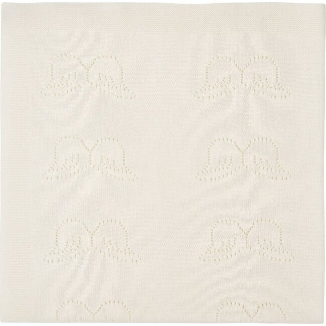 Pointelle Angel Wing Cashmere Blanket in Ivory