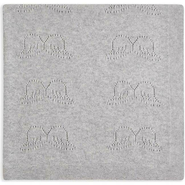 Angel Wing Pointelle Cashmere Blanket, Grey
