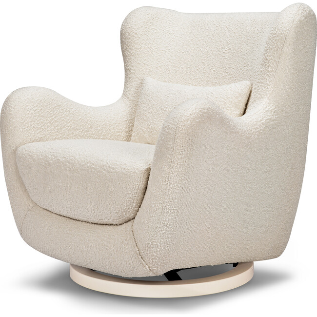 Solstice Swivel Glider Boucle, Ivory Boucle With Ivory Wood Base