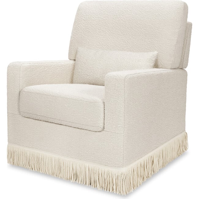 Crawford Boucle With Tassel Fringe Pillowback Comfort Swivel Glider, Ivory & Ivory - Glider - 1
