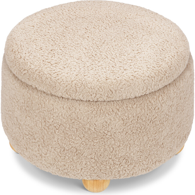 Tuffet Storage Ottoman in Chai Shearling with Honey Ball Feet