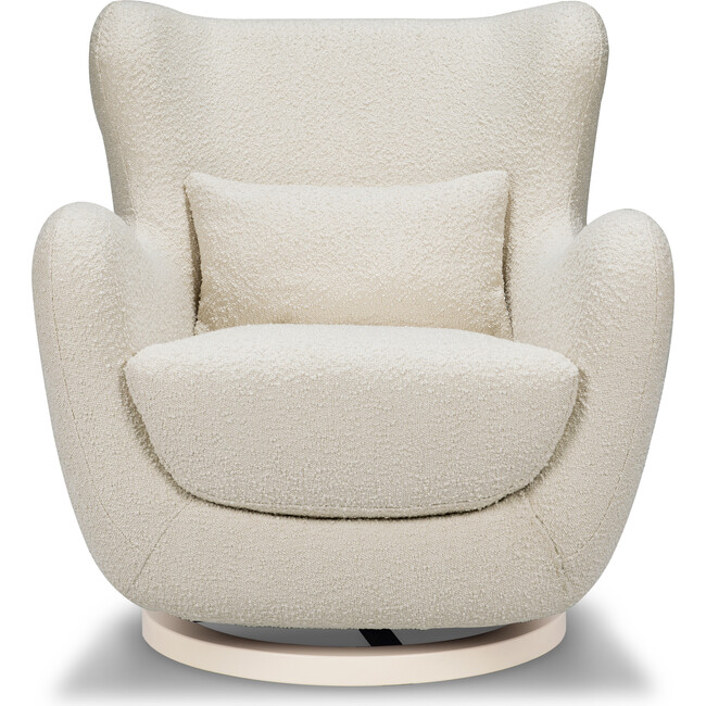 Solstice Swivel Glider Boucle, Ivory Boucle With Ivory Wood Base