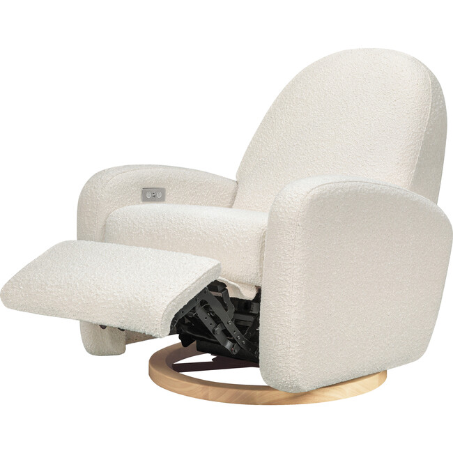 Nami Glider Recliner, Ivory Boucle With Light Wood Base