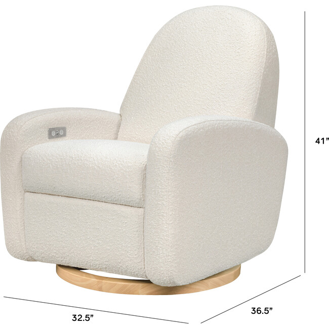 Nami Glider Recliner, Ivory Boucle With Light Wood Base - Nursery Chairs - 3