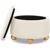 Tuffet Storage Ottoman in Performance Ivory Boucle with Honey Ball Feet - Ottomans - 4 - thumbnail