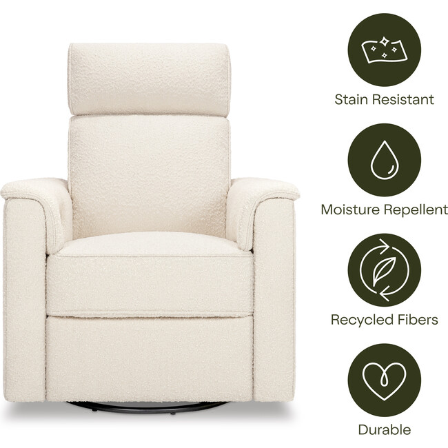 Willa Plus Power Glider Recliner w/ Power Headrest in Performance Ivory Boucle - Glider - 5