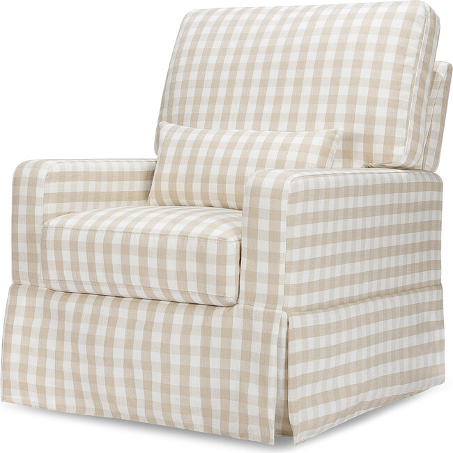 Crawford Pillowback Comfort Swivel Glider, Tan Gingham