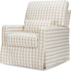 Crawford Pillowback Comfort Swivel Glider, Tan Gingham - Nursery Chairs - 1 - thumbnail