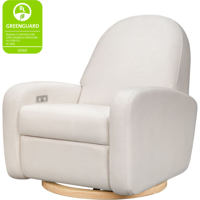 Nami Glider Recliner, Ivory Boucle With Light Wood Base - Nursery Chairs - 8