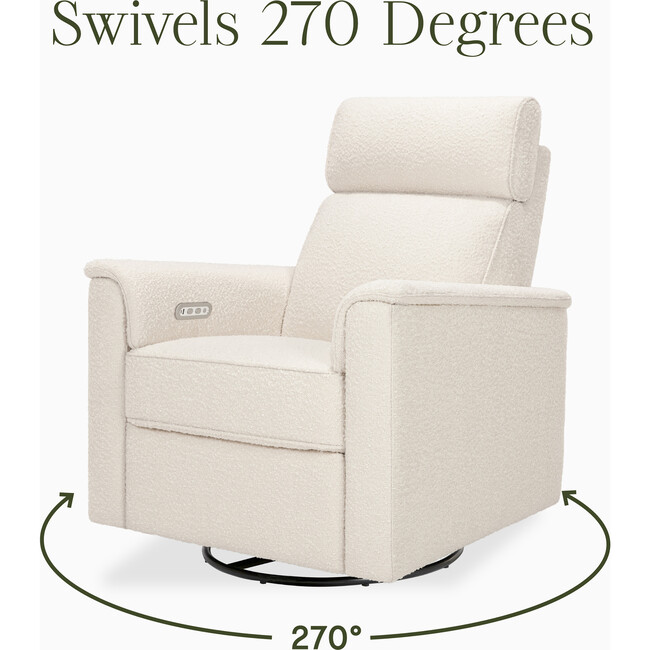 Willa Plus Power Glider Recliner w/ Power Headrest in Performance Ivory Boucle - Glider - 10