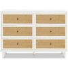Marin with Cane 6 Drawer Dresser, Warm White/Honey Cane - Dressers - 1 - thumbnail
