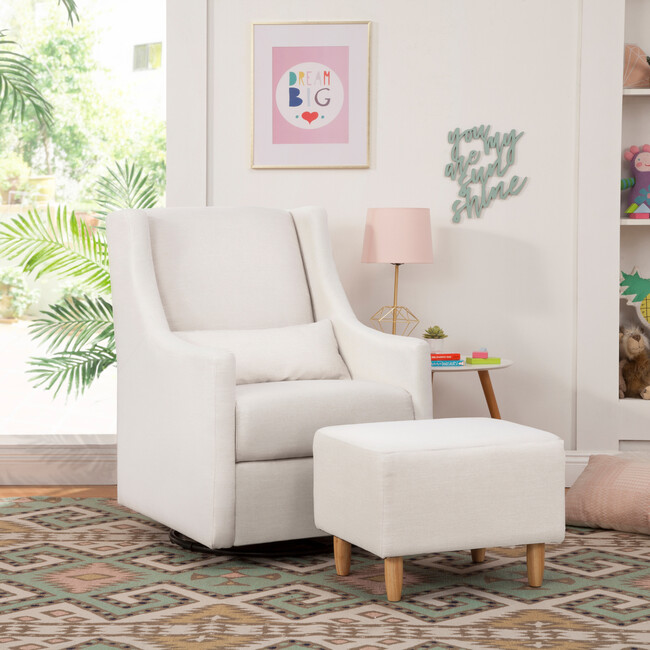 Toco Swivel Glider and Ottoman, Cream Eco-Performance Fabric