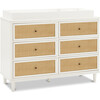 Marin with Cane 6 Drawer Dresser, Warm White/Honey Cane - Dressers - 3