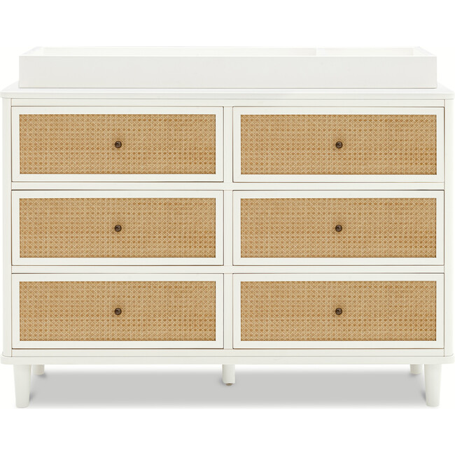 Marin with Cane 6 Drawer Dresser, Warm White/Honey Cane - Dressers - 4