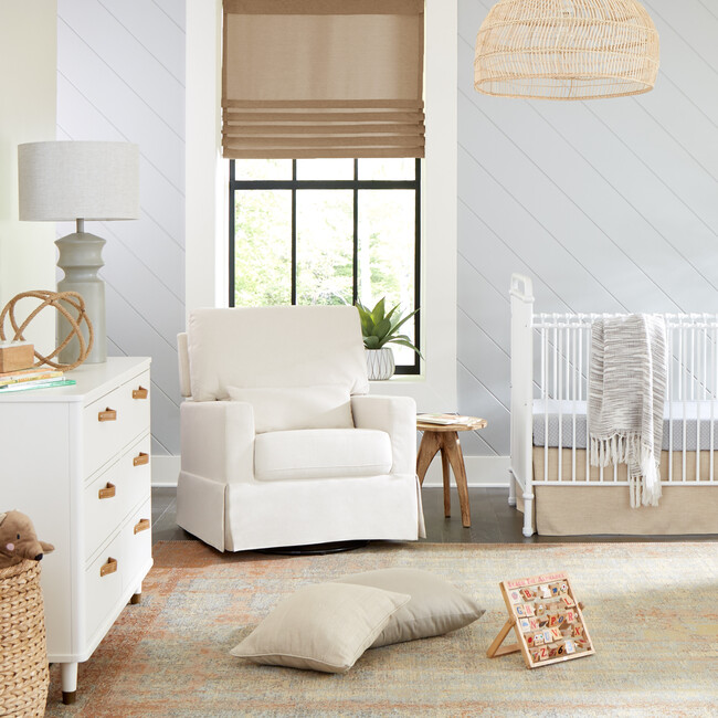 Crawford Pillowback Comfort Swivel Glider, Performance Cream Eco-Weave