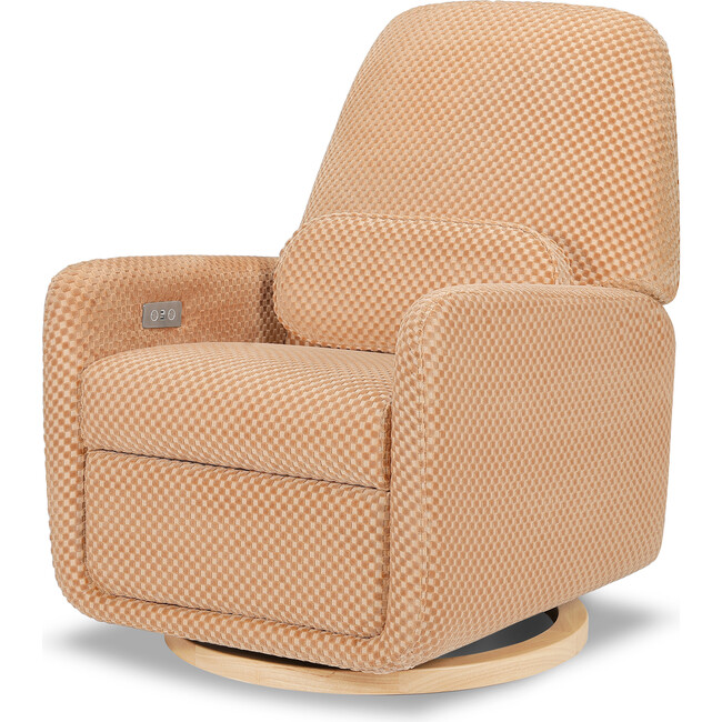 Arc Electronic Recliner & Swivel Glider With USB Port, Velvet Checker & Canyon Velvet Checker With Light Wood Base - Glider - 1